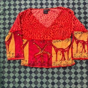 Vibrant Red and Orange Women's Top